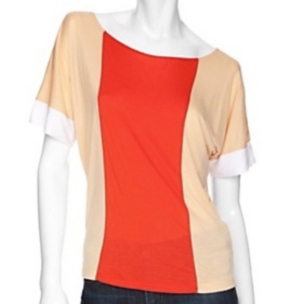 NWT Jet by John Eshaya Color block Stripe tee sz M